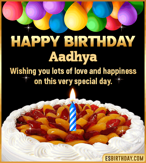 Wishes Happy Birthday gif Cake Aadhya
