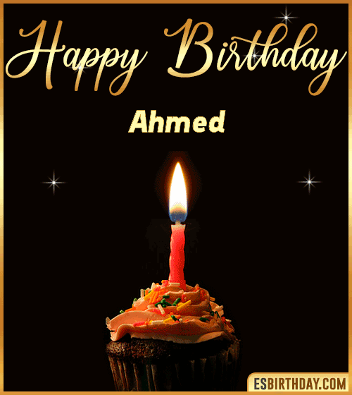 Birthday Cake with name gif Ahmed
