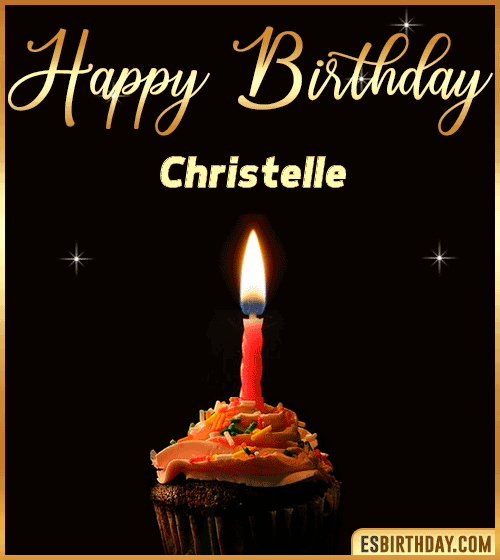 Birthday Cake with name gif Christelle
