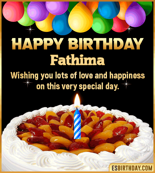Wishes Happy Birthday gif Cake Fathima
