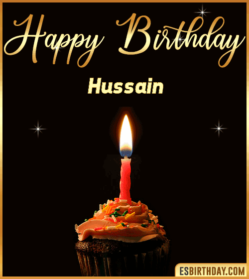 Birthday Cake with name gif Hussain
