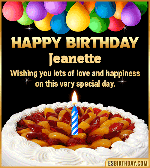 Wishes Happy Birthday gif Cake Jeanette
