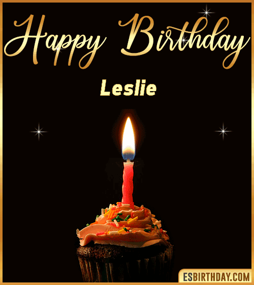Birthday Cake with name gif Leslie
