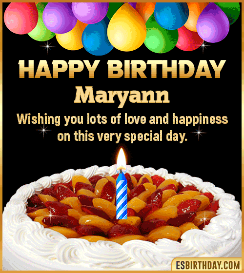 Wishes Happy Birthday gif Cake Maryann
