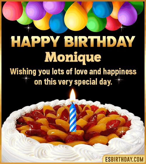 Wishes Happy Birthday gif Cake Monique
