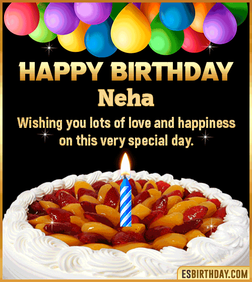 Wishes Happy Birthday gif Cake Neha
