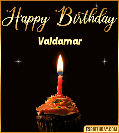 Birthday Cake with name gif Valdamar
