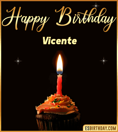 Birthday Cake with name gif Vicente

