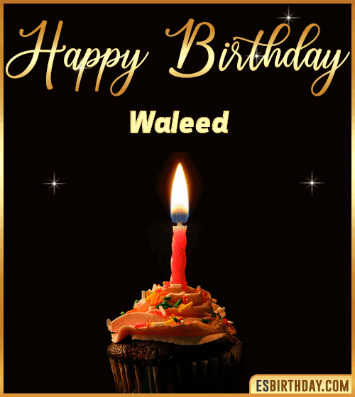 Birthday Cake with name gif Waleed

