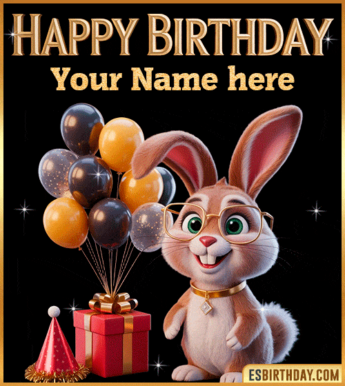 Funny Happy Birthday Bunny GIF for  with name edit