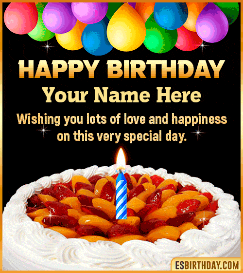 Wishes Happy Birthday gif Cake  with name edit
