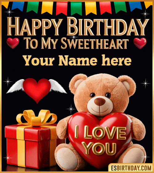 Happy Birthday Love Teddy Bear for  with name edit