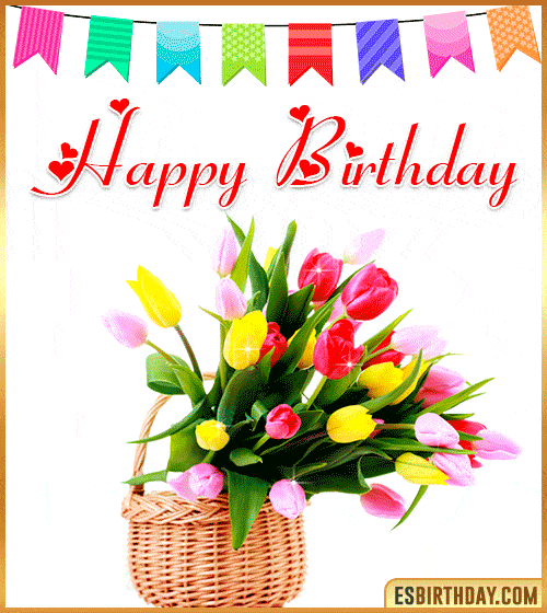 happy birthday tulips gif